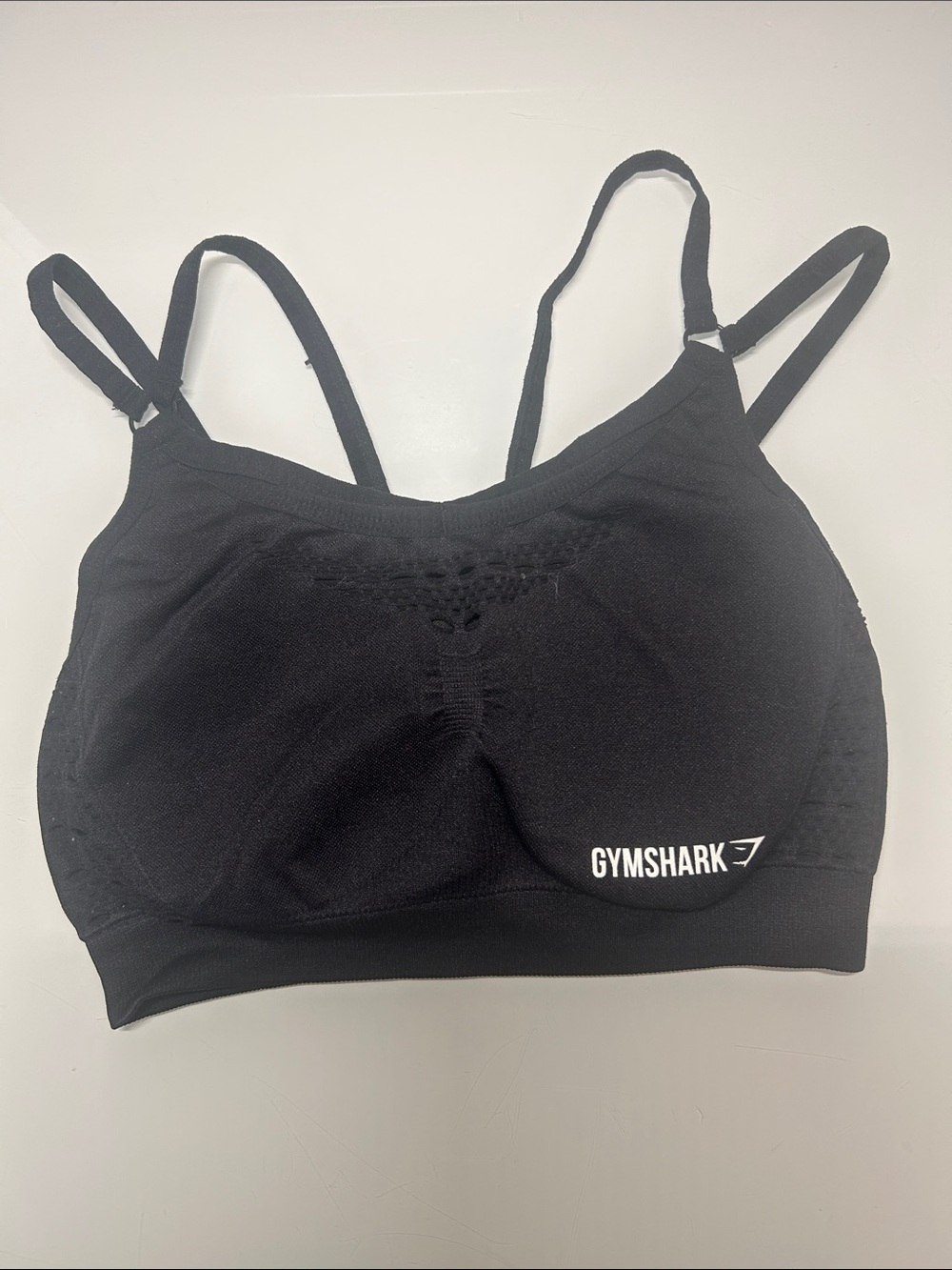 Gymshark Black Padded Seamless Sports Bra with Double Straps